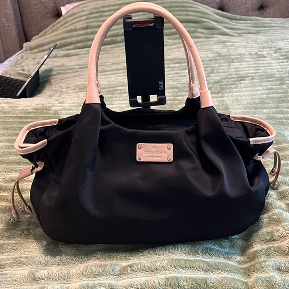 kate spade Handbags - Kate Spade navy nylon bag a leather large shoulder bag
